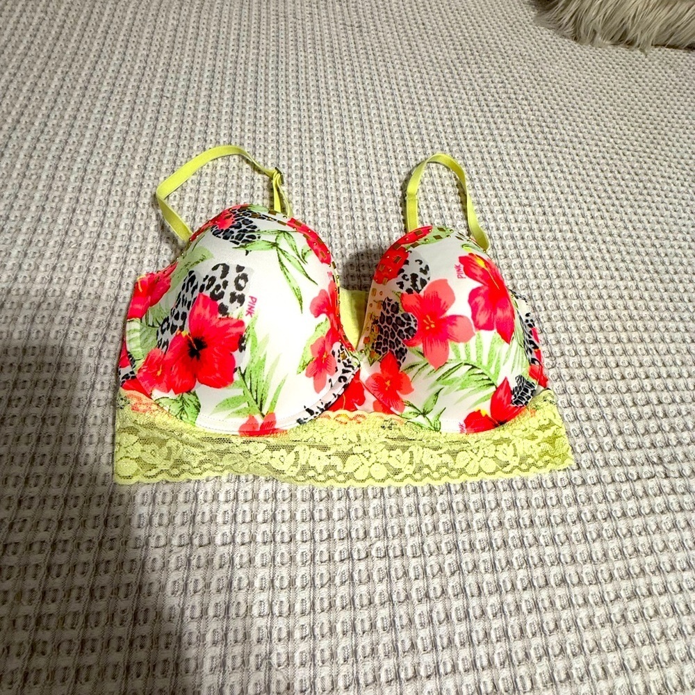 Victoria's Secret Floral Bra with Yellow Lace